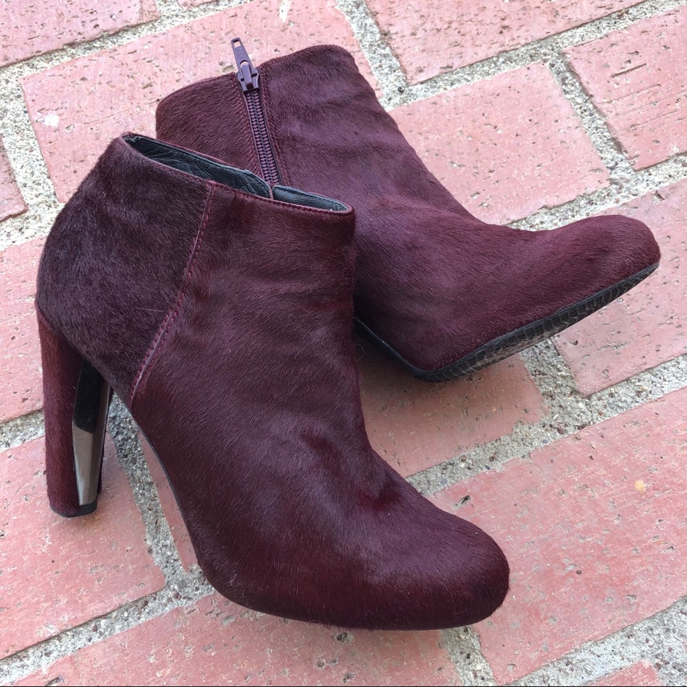 Stuart Weitzman Fuzzy Calf Hair Ankle Bootie